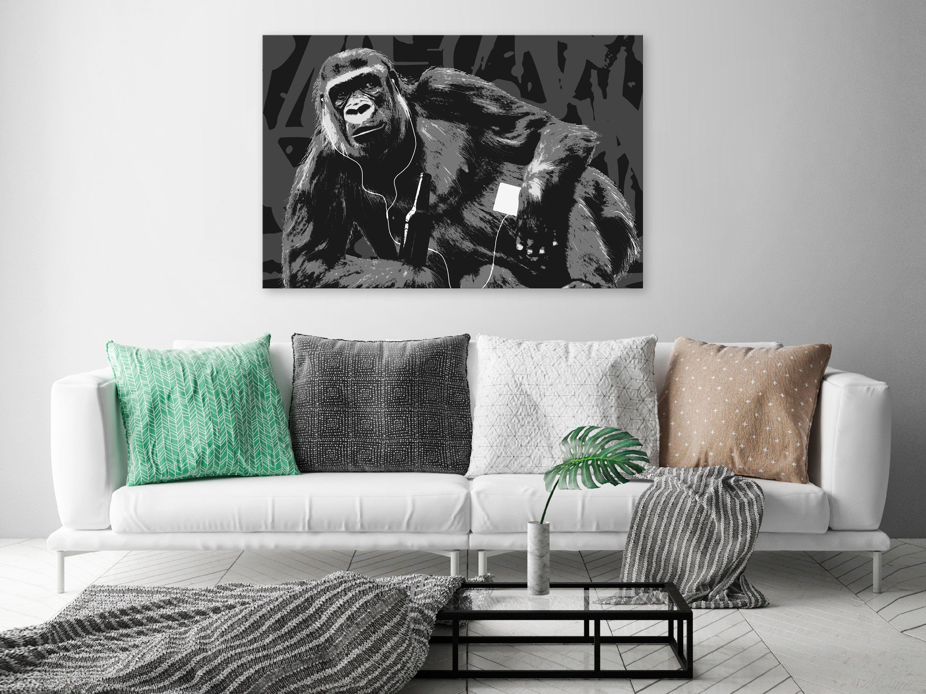Glezna - Pop Art Monkey (1 Part) Narrow Grey Home Trends