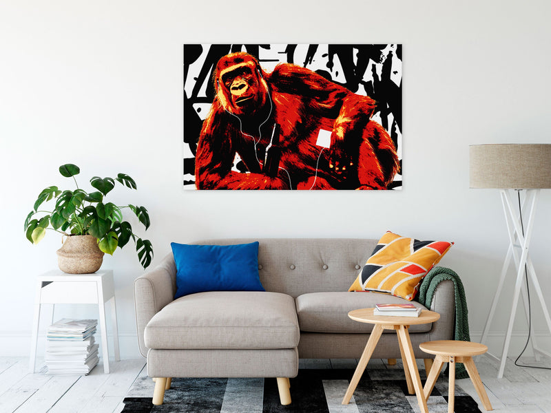 Kanva - Pop Art Monkey (1 Part) Narrow Red Home Trends