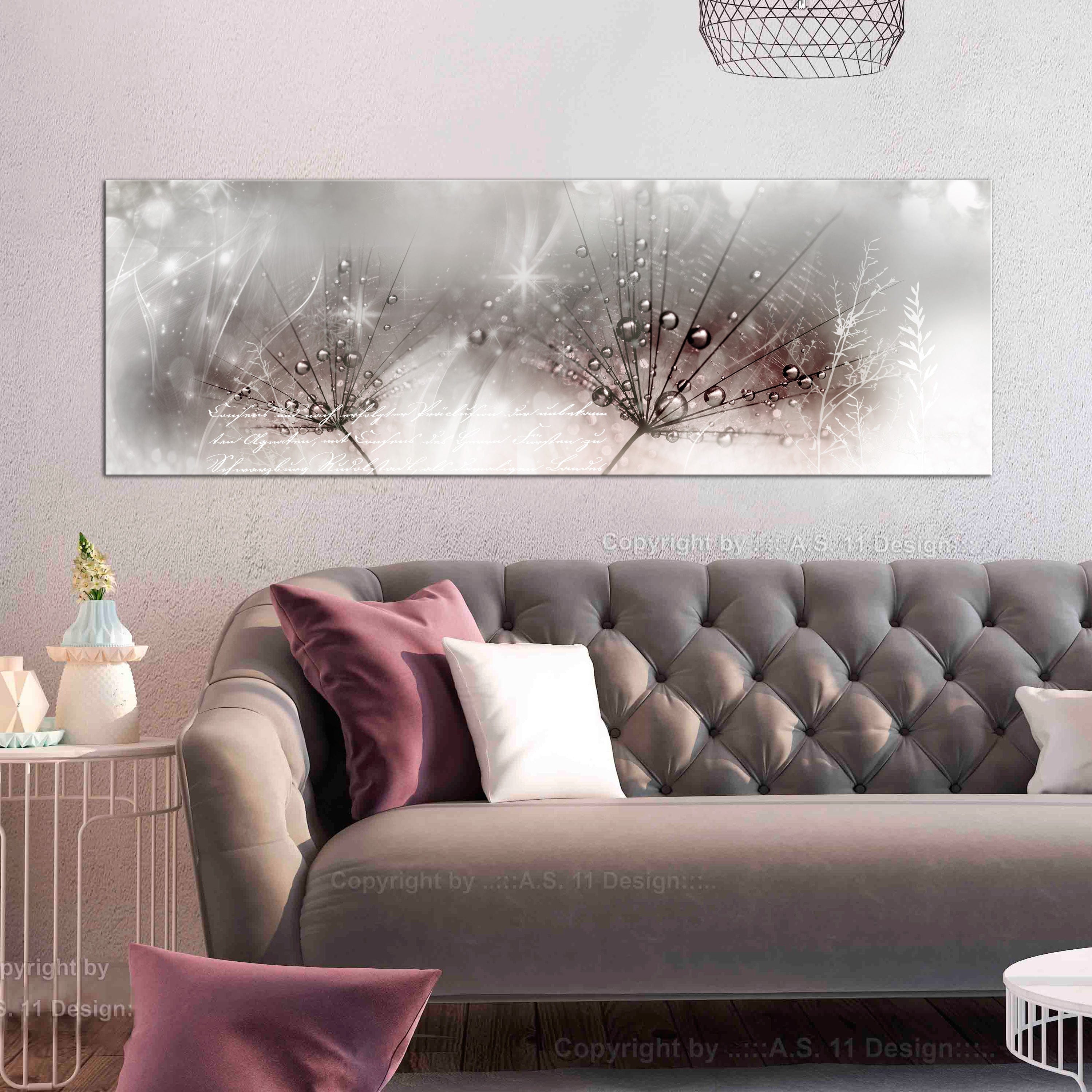 Glezna - Rasas pilieni (1 daļa) rozā, šaura Home Trends