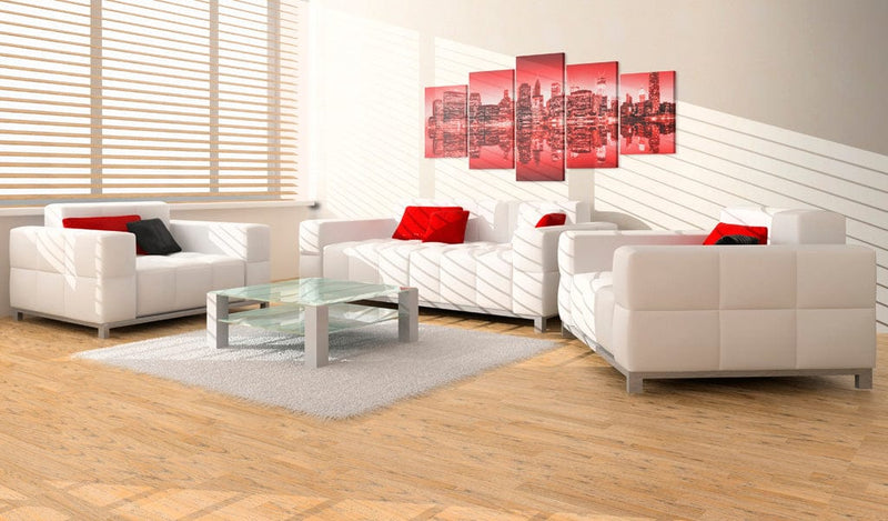 Glezna - Red glow over New York - 5 pieces Home Trends