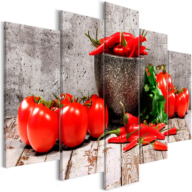 Glezna - Red Vegetables (5 Parts) Concrete Wide Home Trends