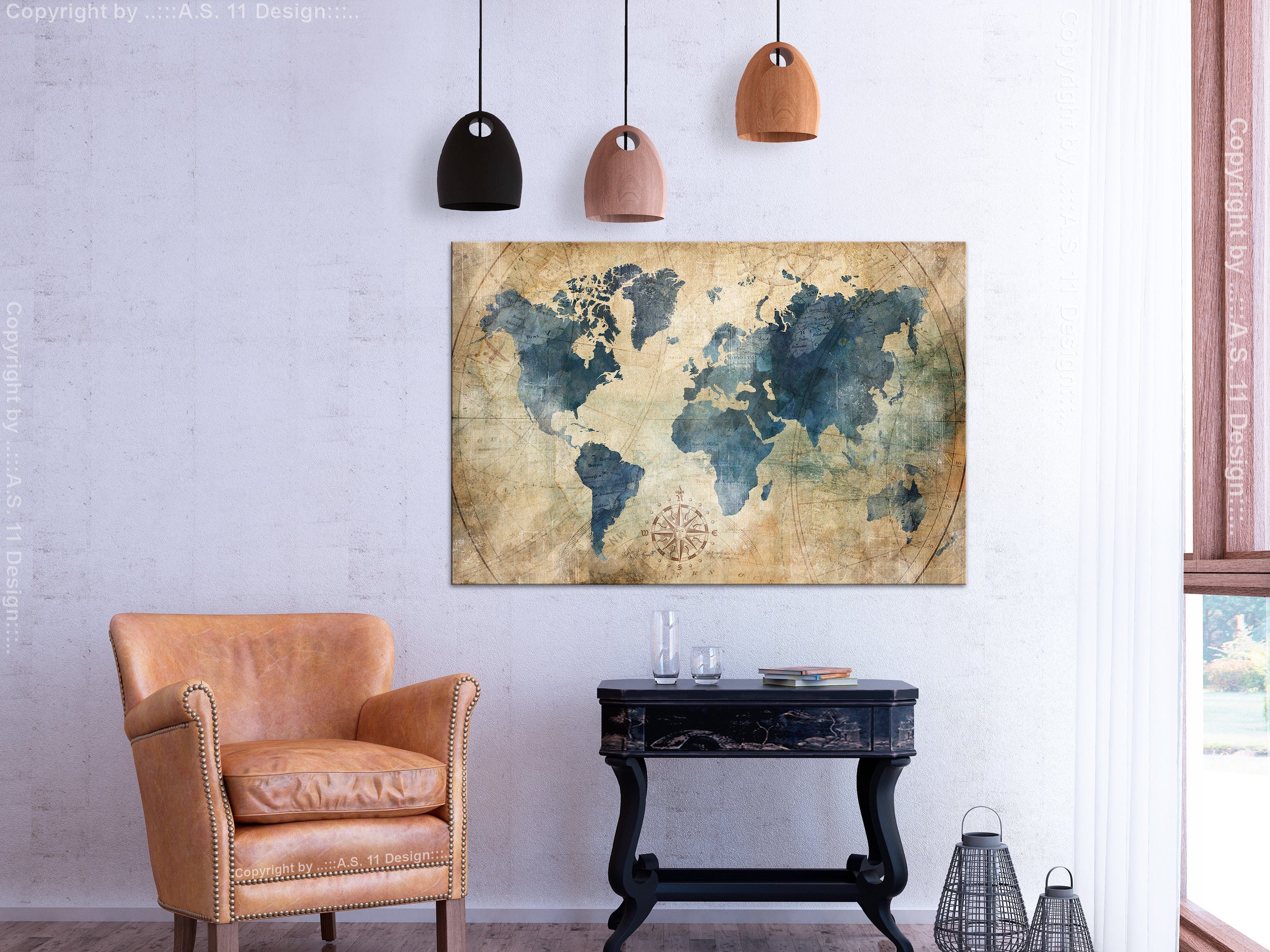 Glezna - Retro Map (1 Part) Wide Home Trends