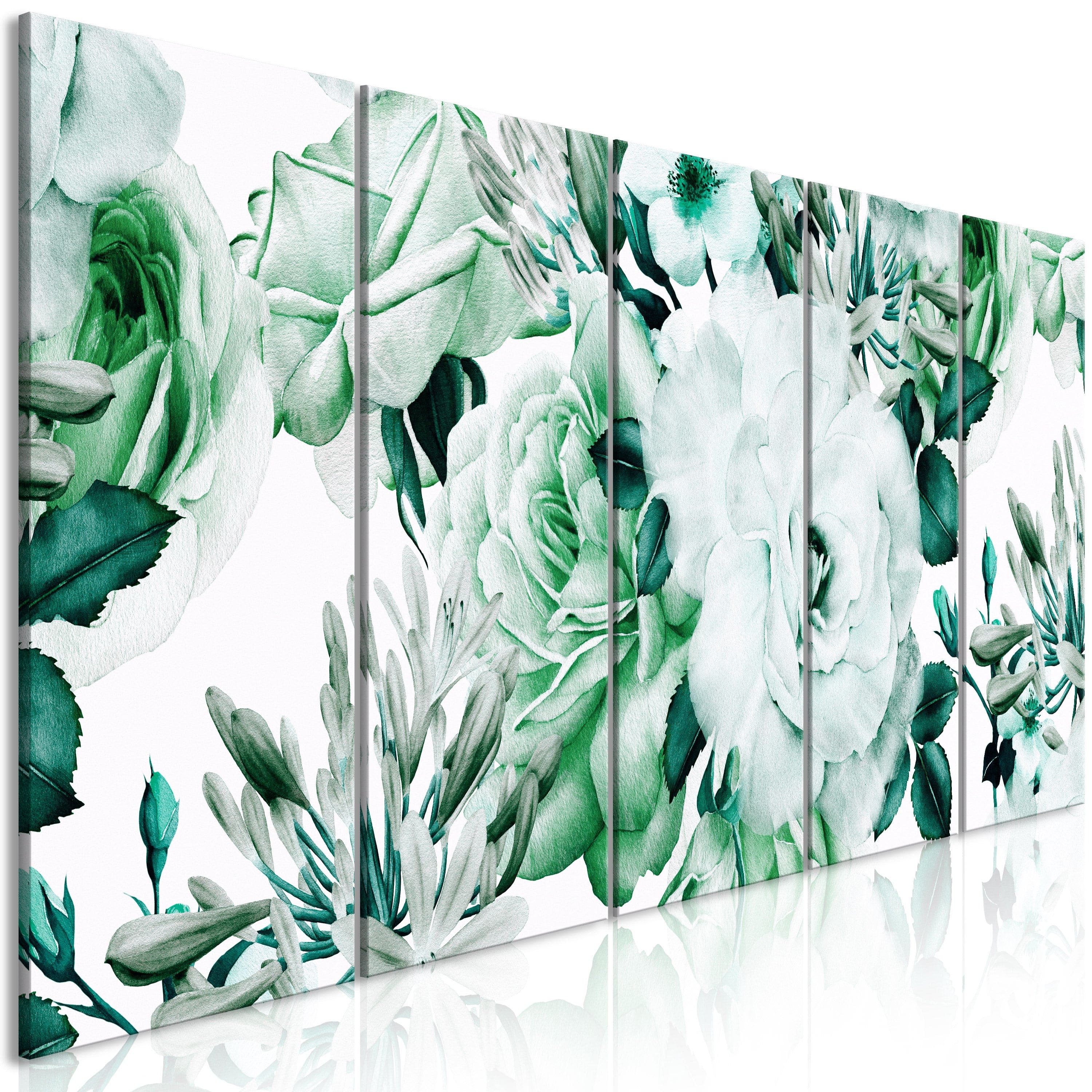 Glezna - Rose Composition (5 Parts) Narrow Green Home Trends