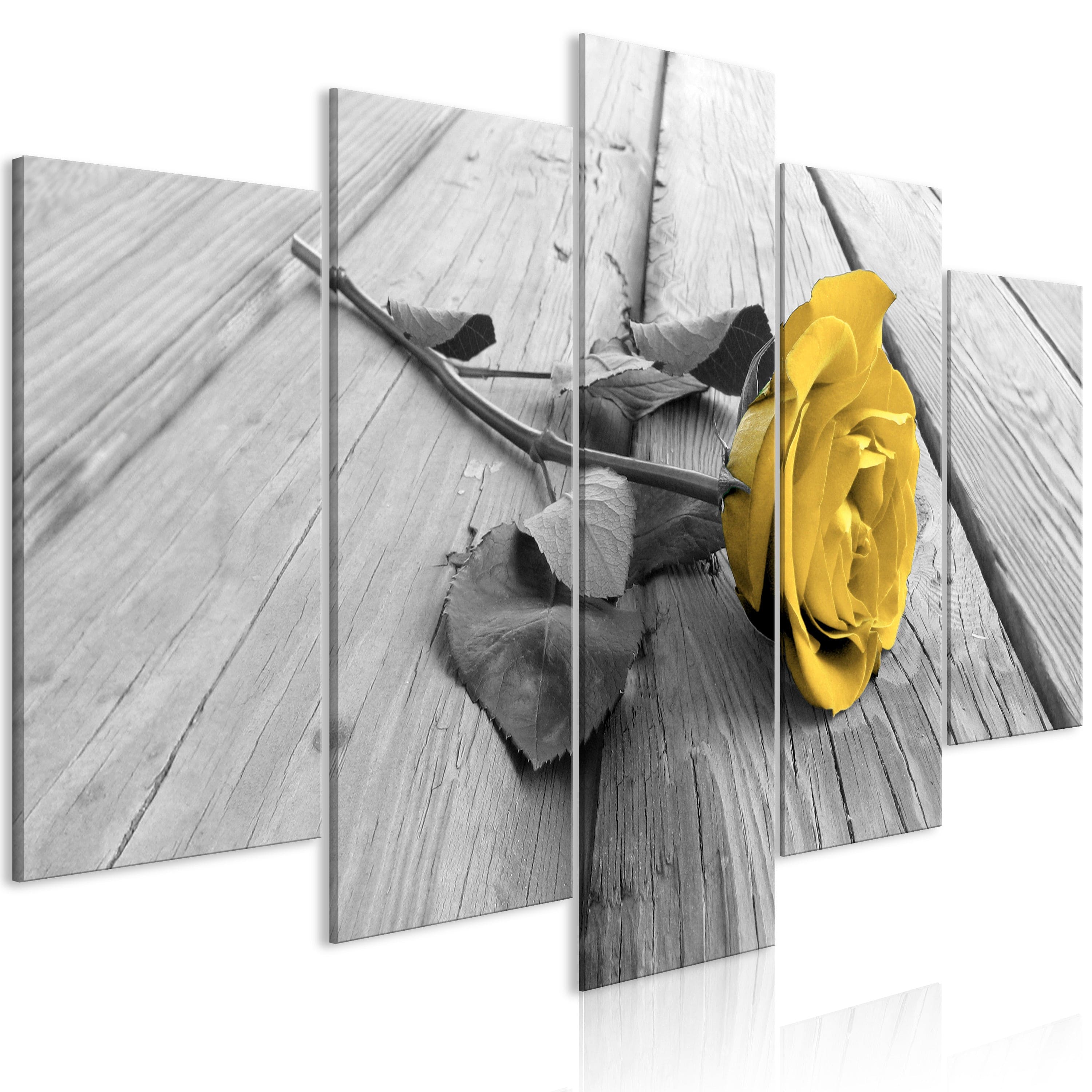 Glezna - Rose on Wood (5 Parts) Wide Yellow Home Trends