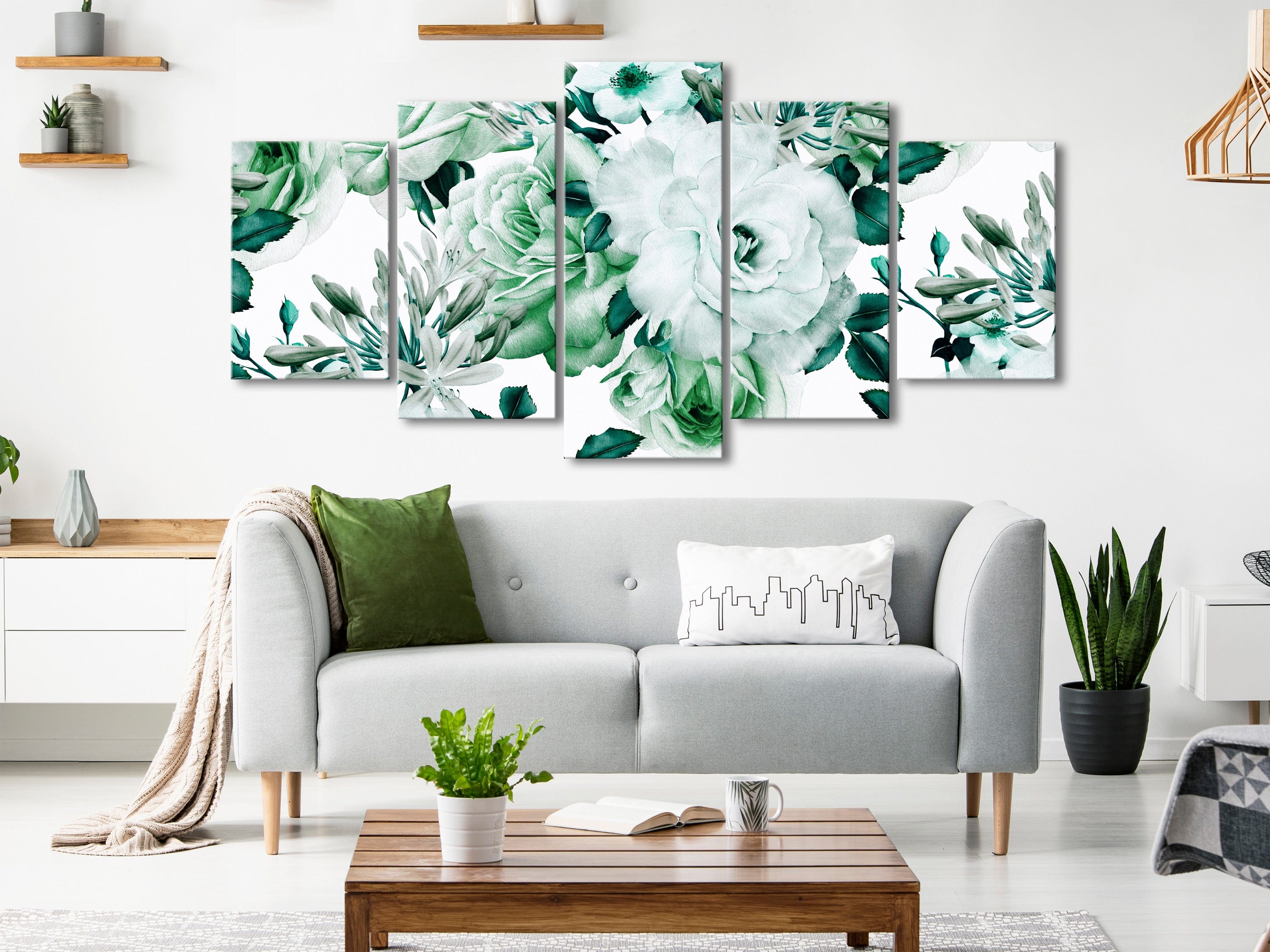Glezna - Rožu kompozīcija (5 daļas) Plata, Zaļā Home Trends