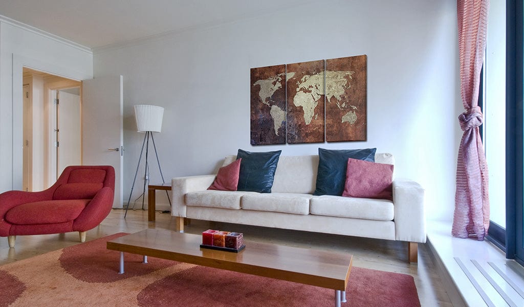 Glezna - Rusty map of the World - triptych Home Trends