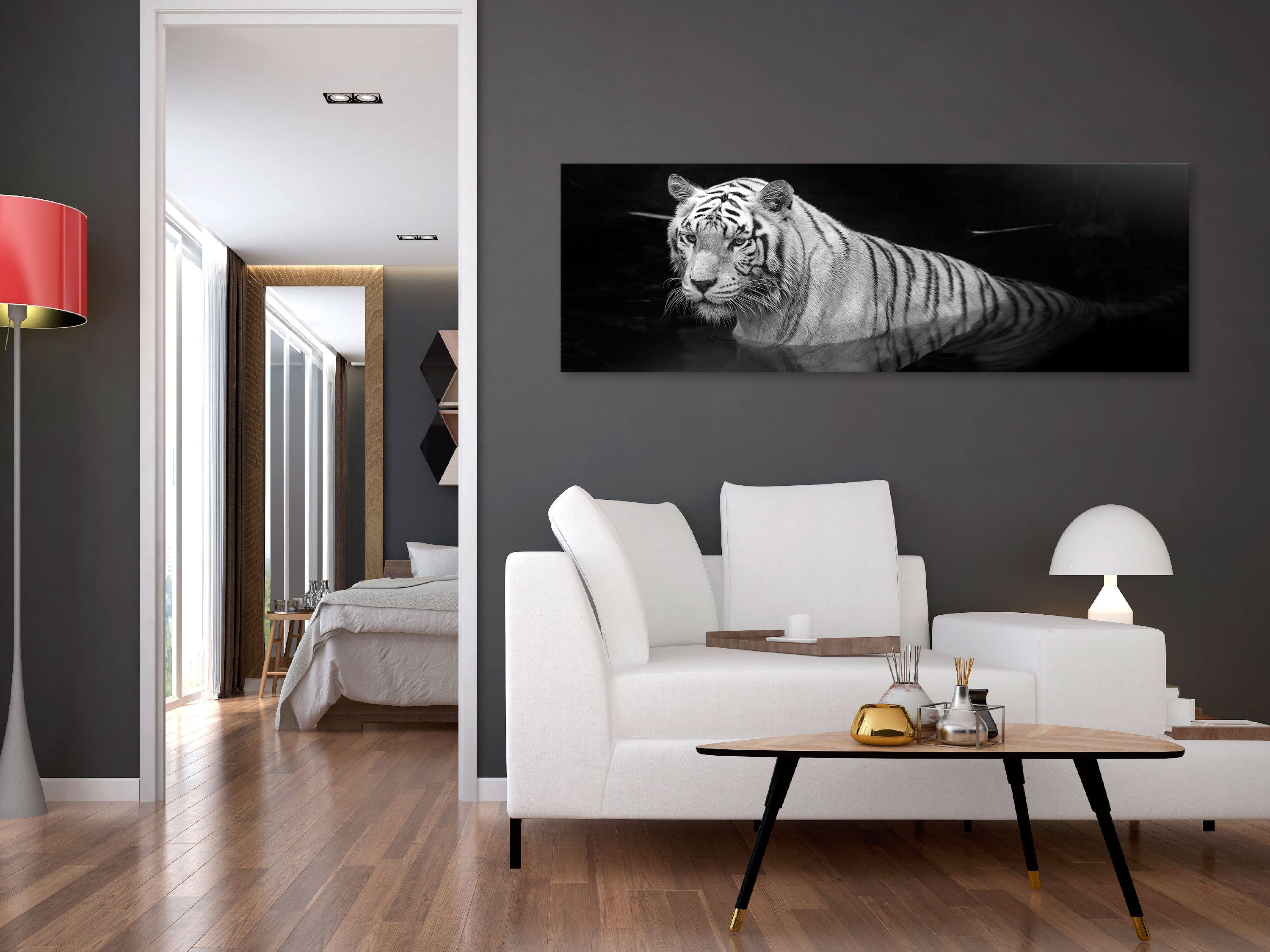 Glezna - Shining Tiger (1 Part) Black and White Narrow Home Trends