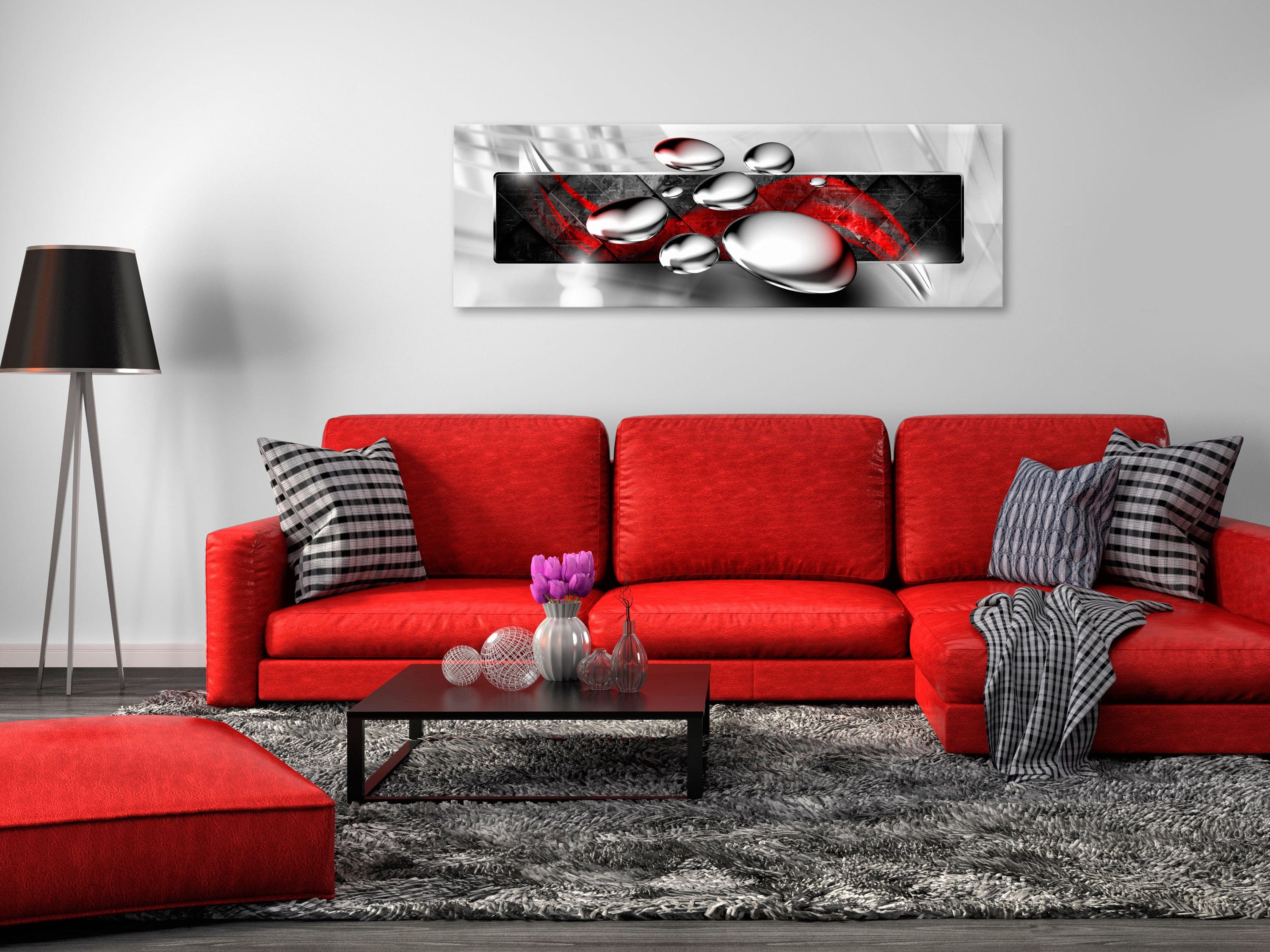 Glezna - Shiny Stones (1 Part) Narrow Red Home Trends