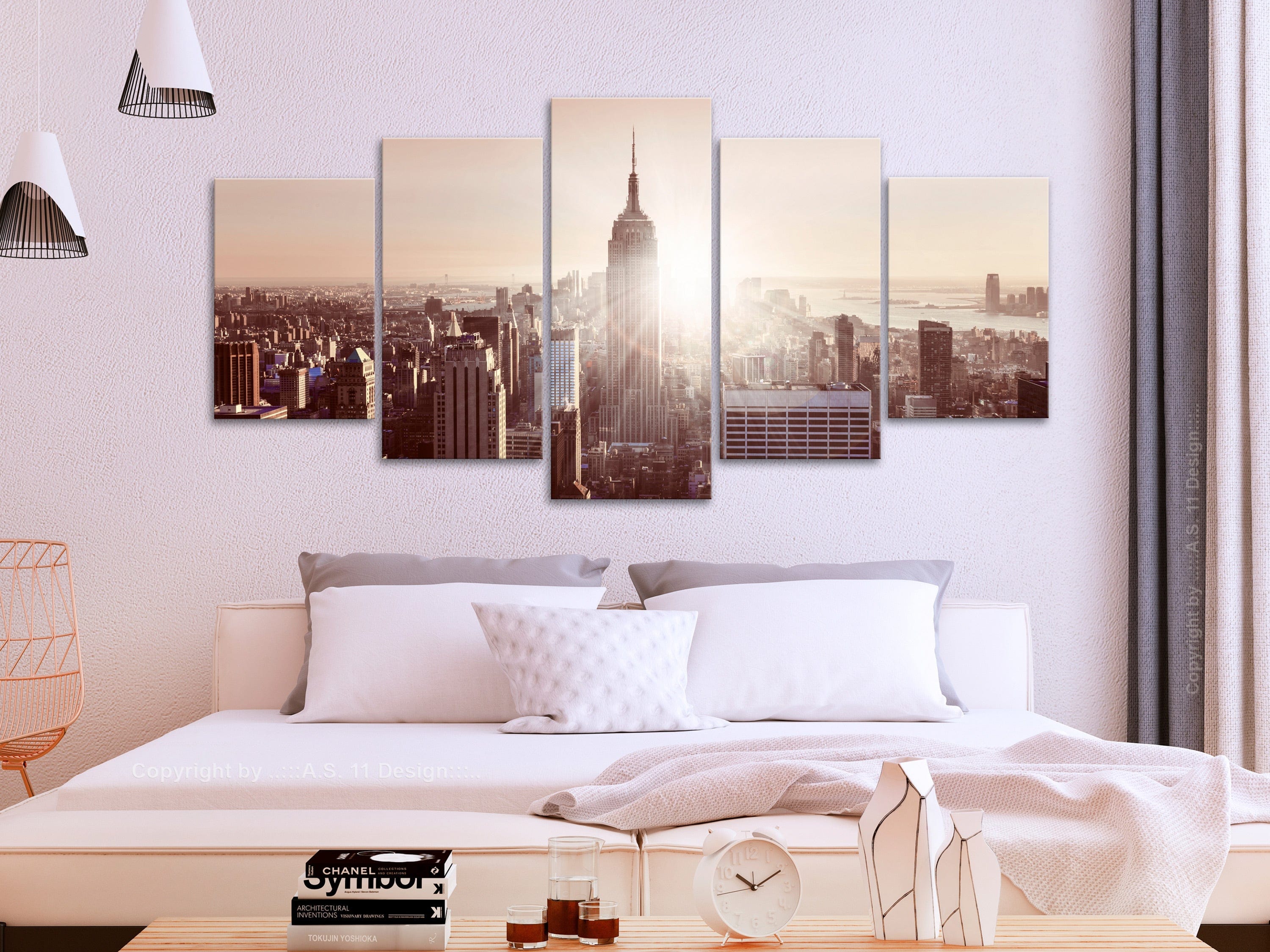 Glezna - Sun over Manhattan (5 Parts) Wide Brown Home Trends