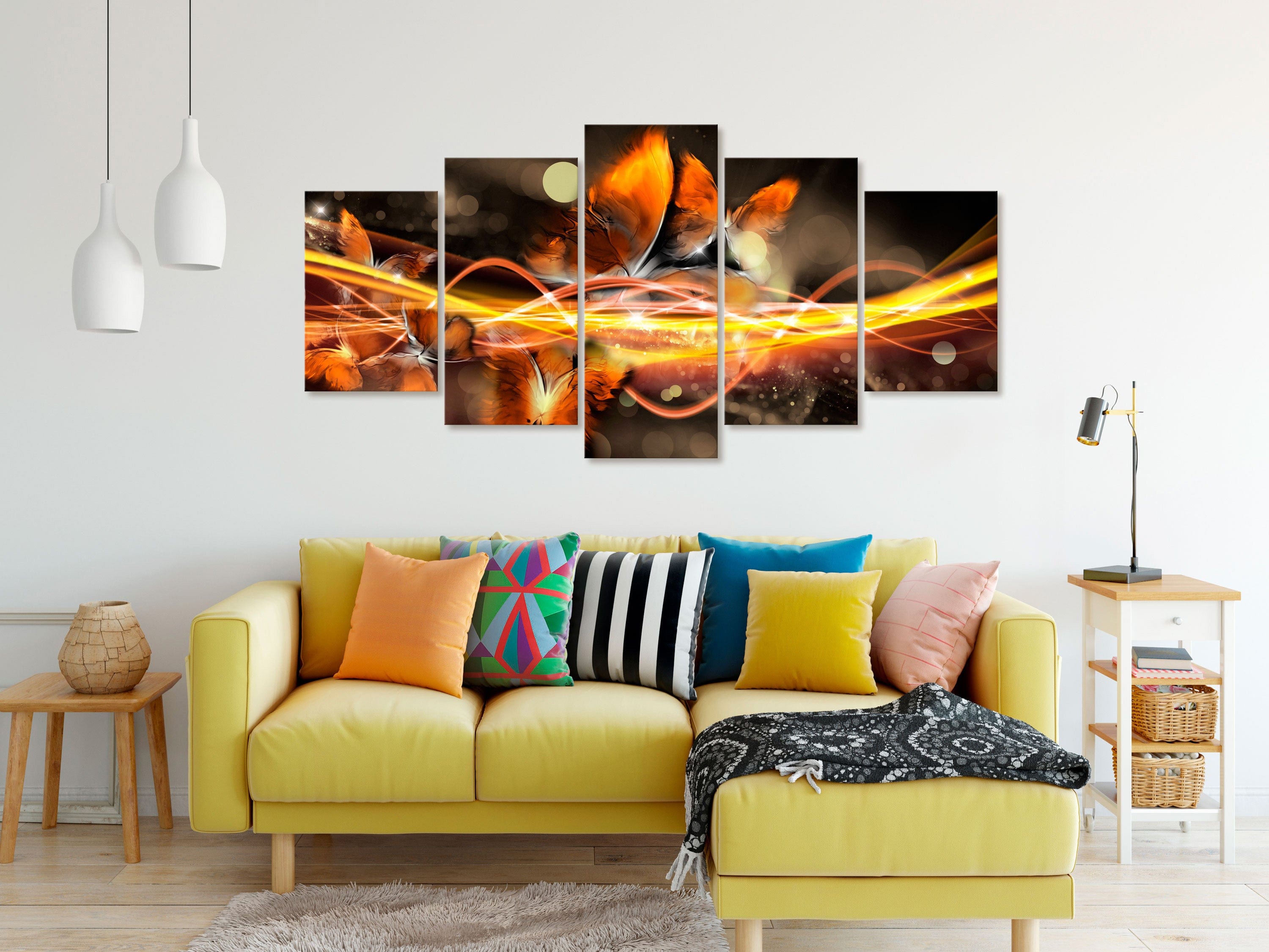 Glezna - Swarm of Butterflies (5 Parts) Wide Orange Home Trends