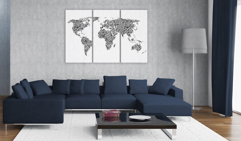 Glezna - The World map - alphabet - triptych Home Trends