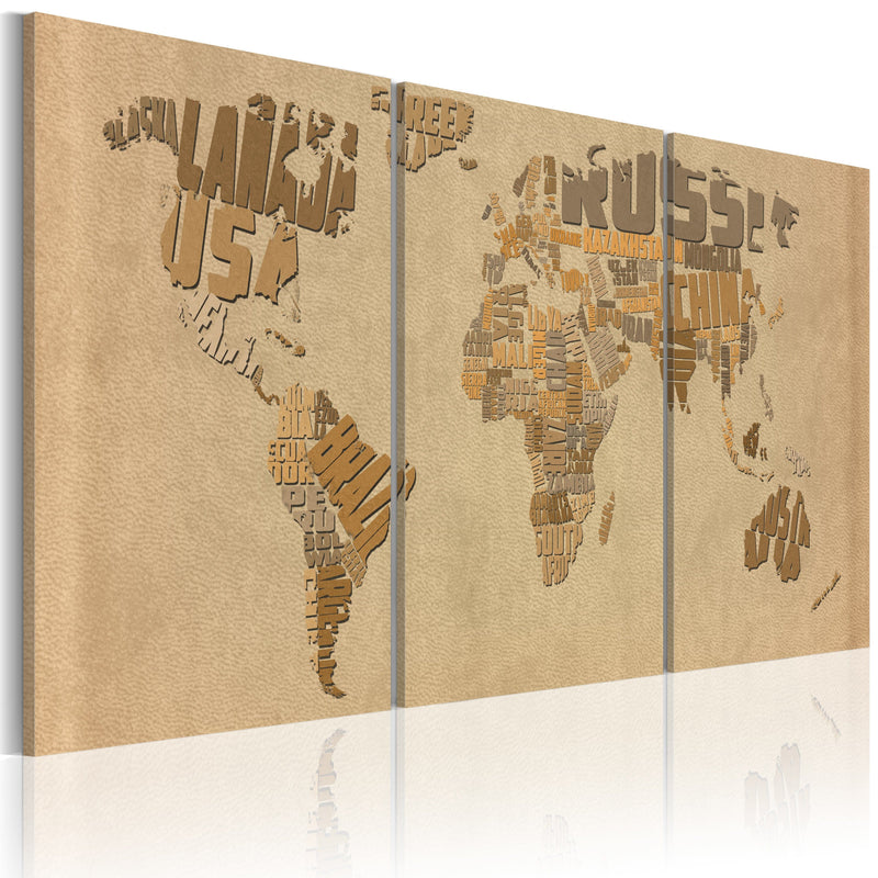 Glezna - The world map in beige and brown Home Trends