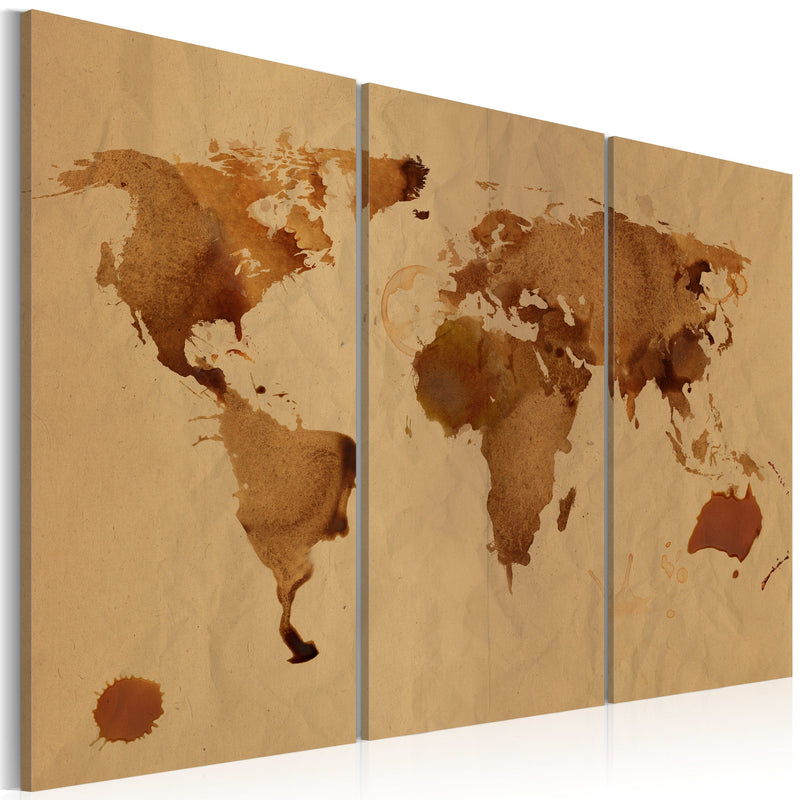 Glezna - The World painted with coffee - triptych Home Trends