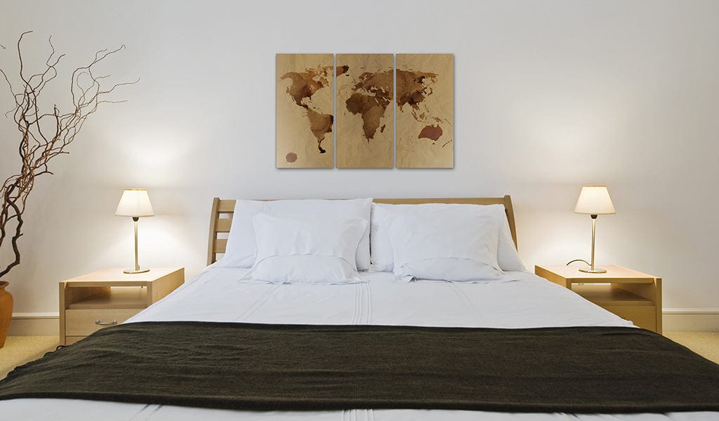 Glezna - The World painted with coffee - triptych Home Trends