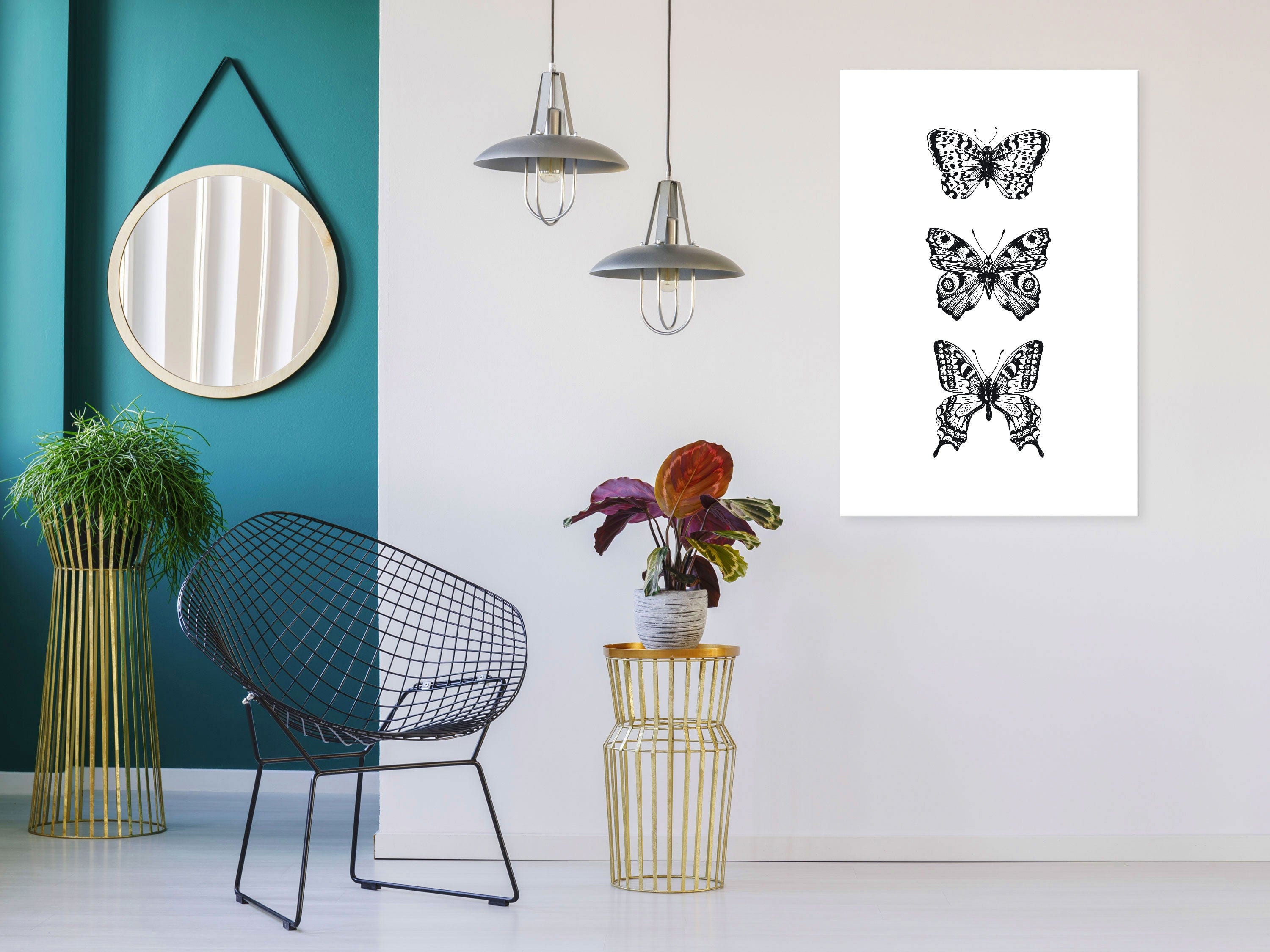 Glezna - Three Butterflies (1 Part) Vertical Home Trends