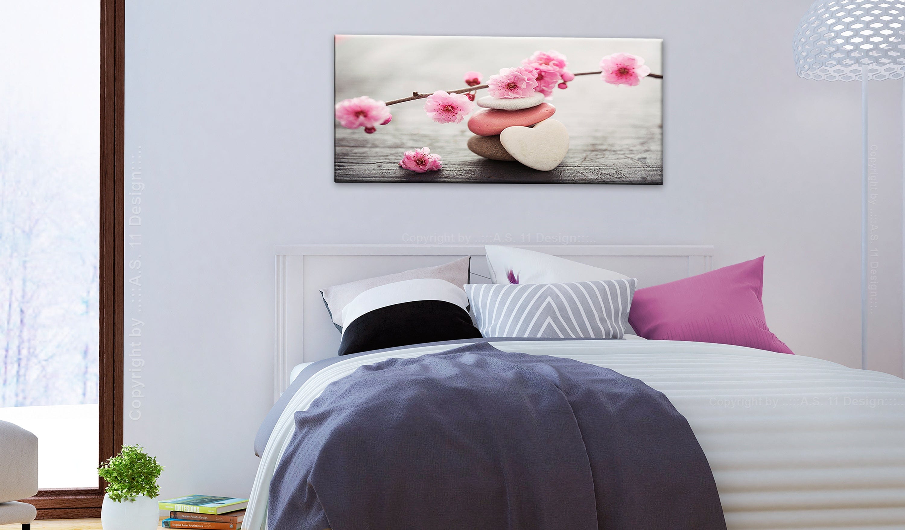 Glezna - Trīskrāsaini oļi (1 daļa) Plata 100x45 Home Trends