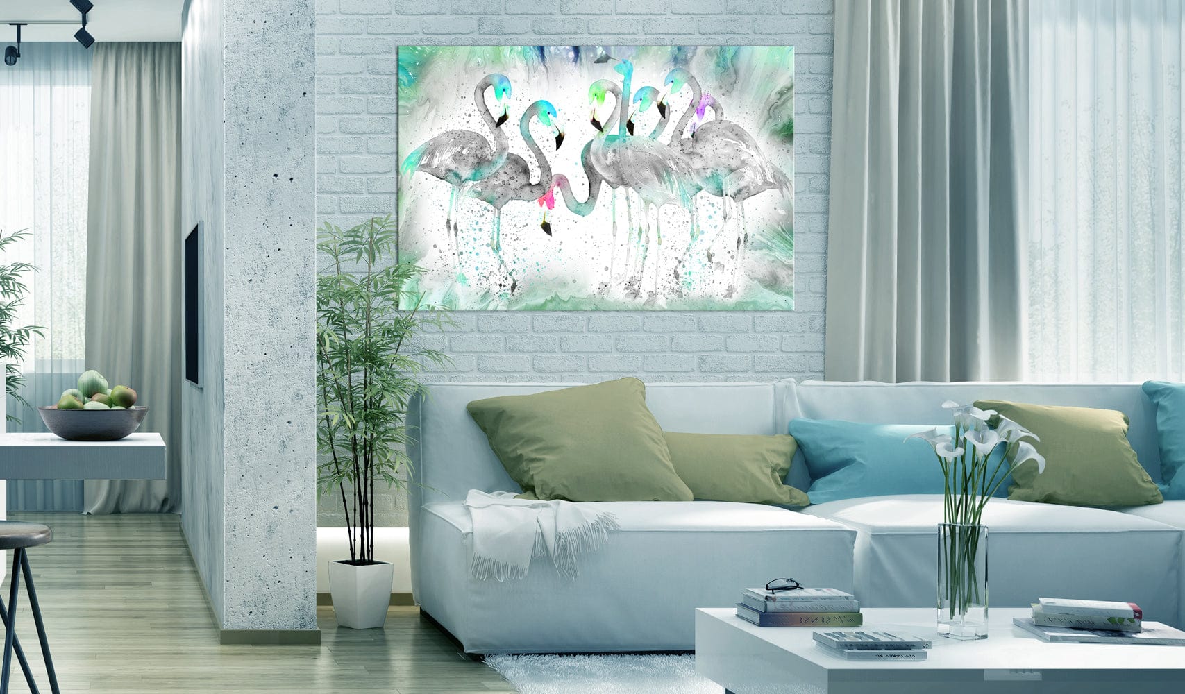 Glezna - Turquoise Flamingoes Home Trends