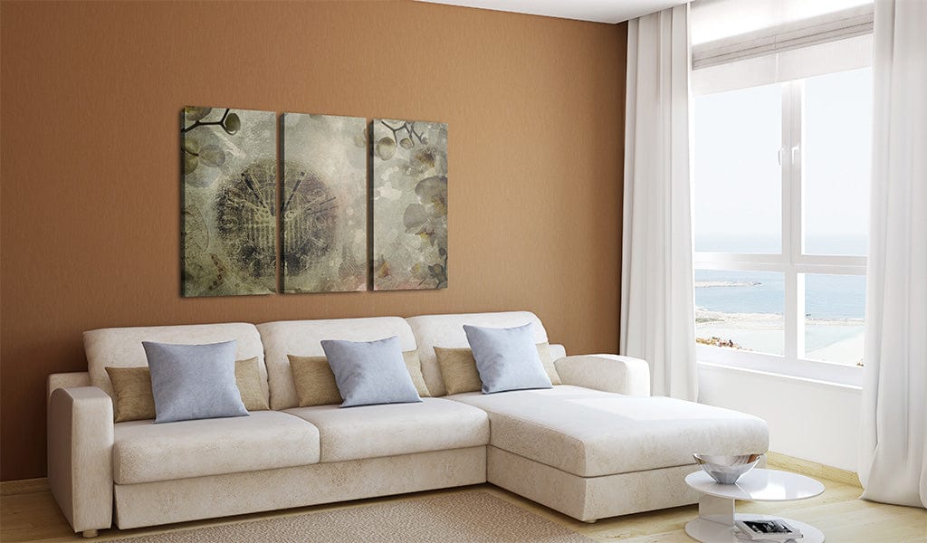 Glezna - Vintage, clock and orchid - triptych Home Trends
