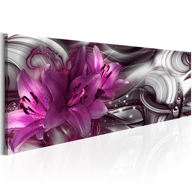 Glezna - Violetas lilijas uz melna abstrakta fona Home Trends
