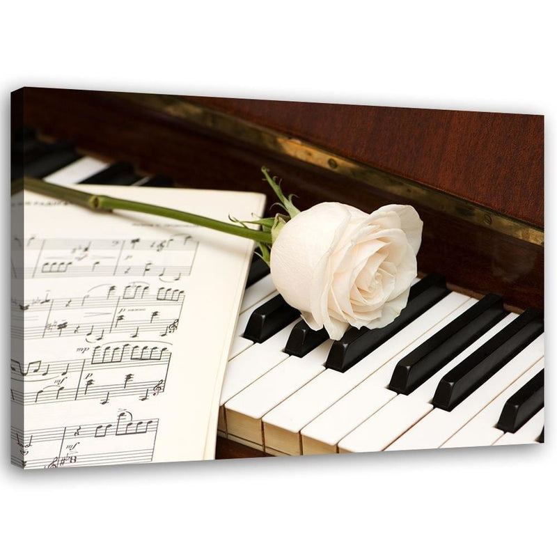 Kanva - White Rose On The Piano  Home Trends DECO