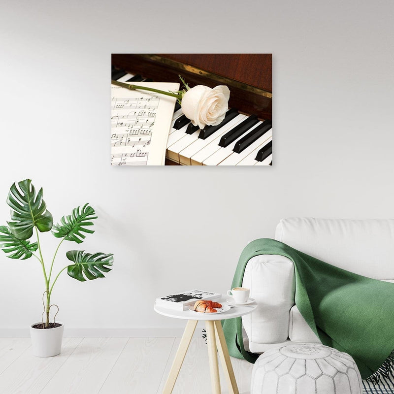 Kanva - White Rose On The Piano  Home Trends DECO