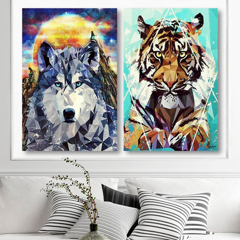Kanva - Wolf On A Background Of Mountains  Home Trends DECO