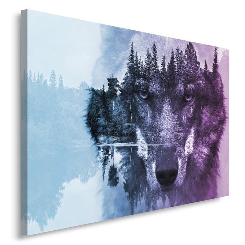 Kanva - Wolf On The Forest Background Purple  Home Trends DECO