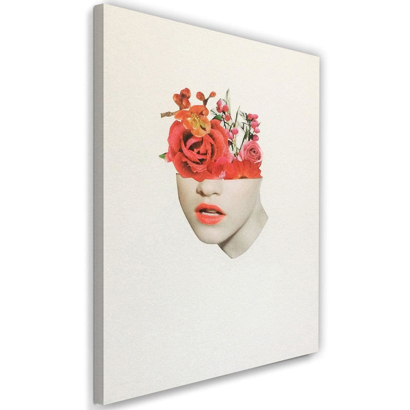 Kanva - Woman Face With Red Roses  Home Trends DECO