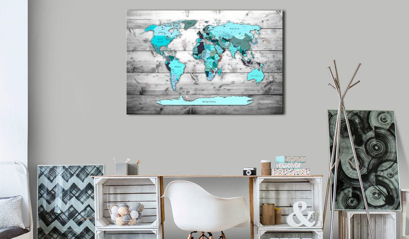 Glezna - World Map_ Blue World Home Trends