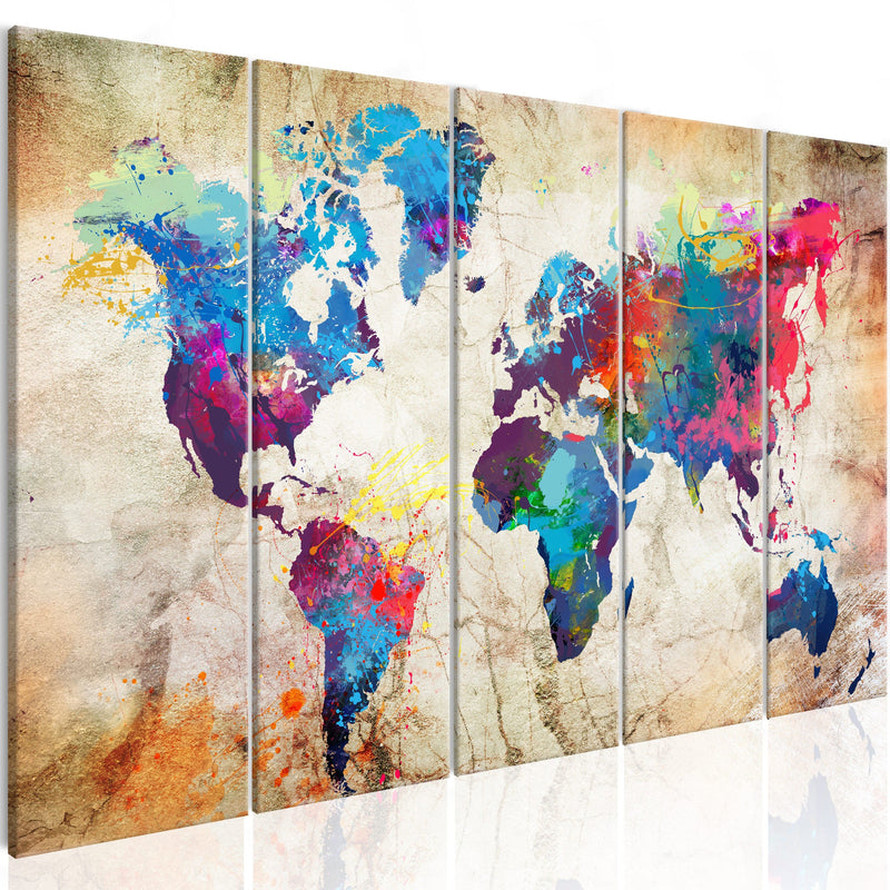 Glezna - World Map_ Colourful Ink Blots Home Trends