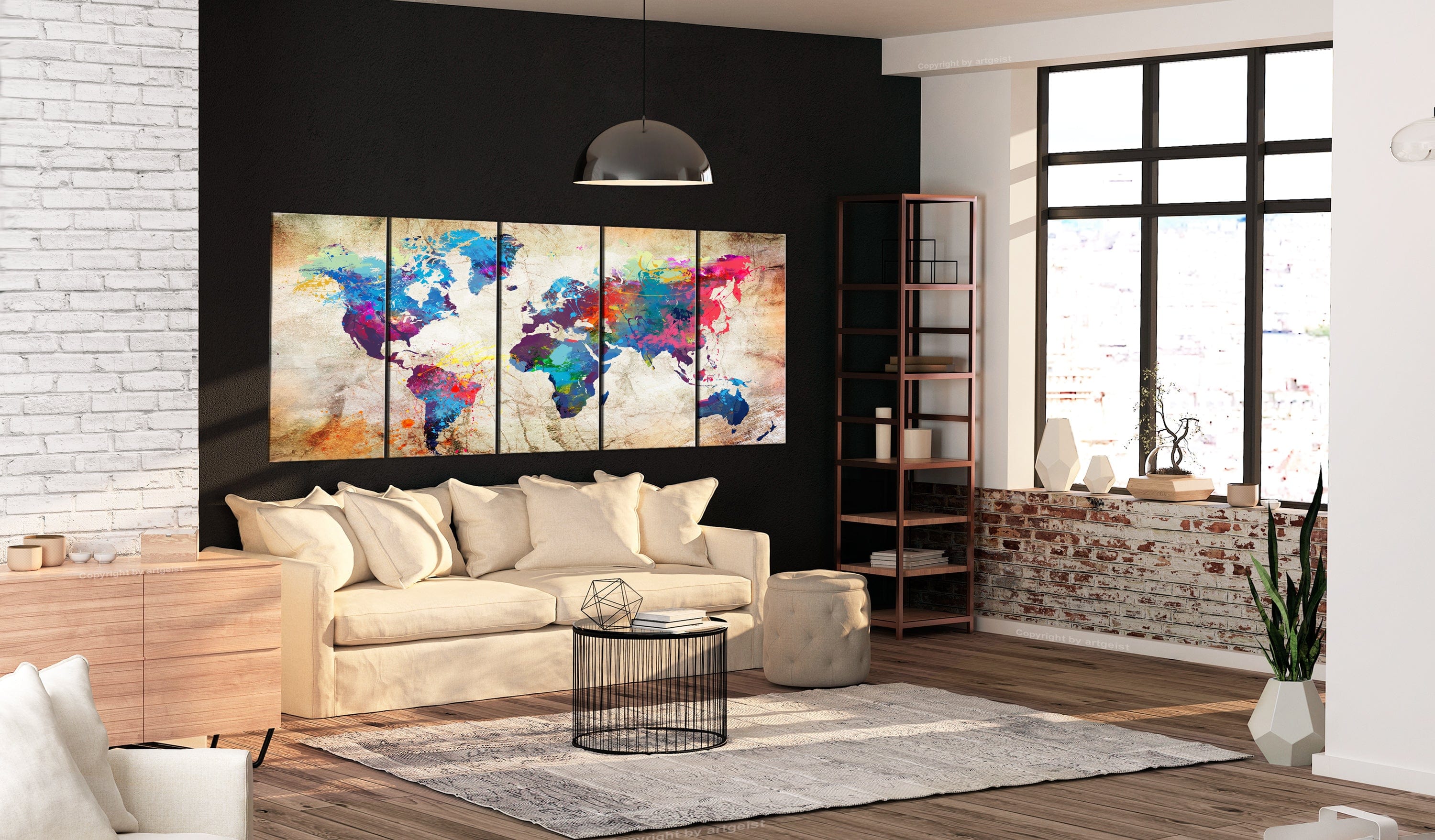 Glezna - World Map_ Colourful Ink Blots Home Trends