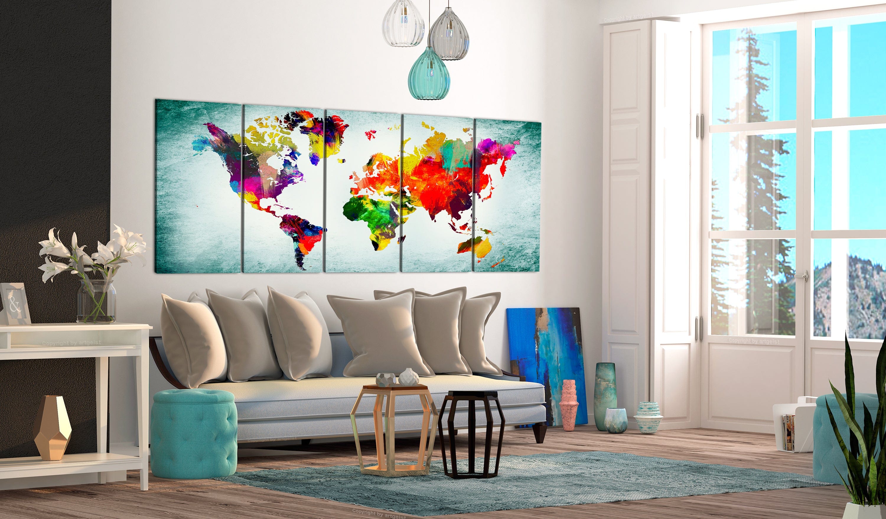 Glezna - World Map_ Green Vignette Home Trends