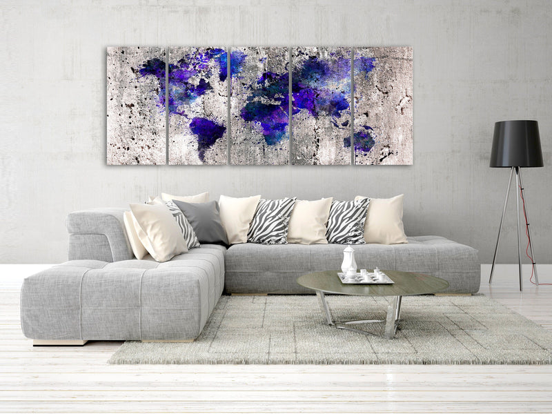 Glezna - World Map_ Ink Blots (5 Parts) Narrow Home Trends