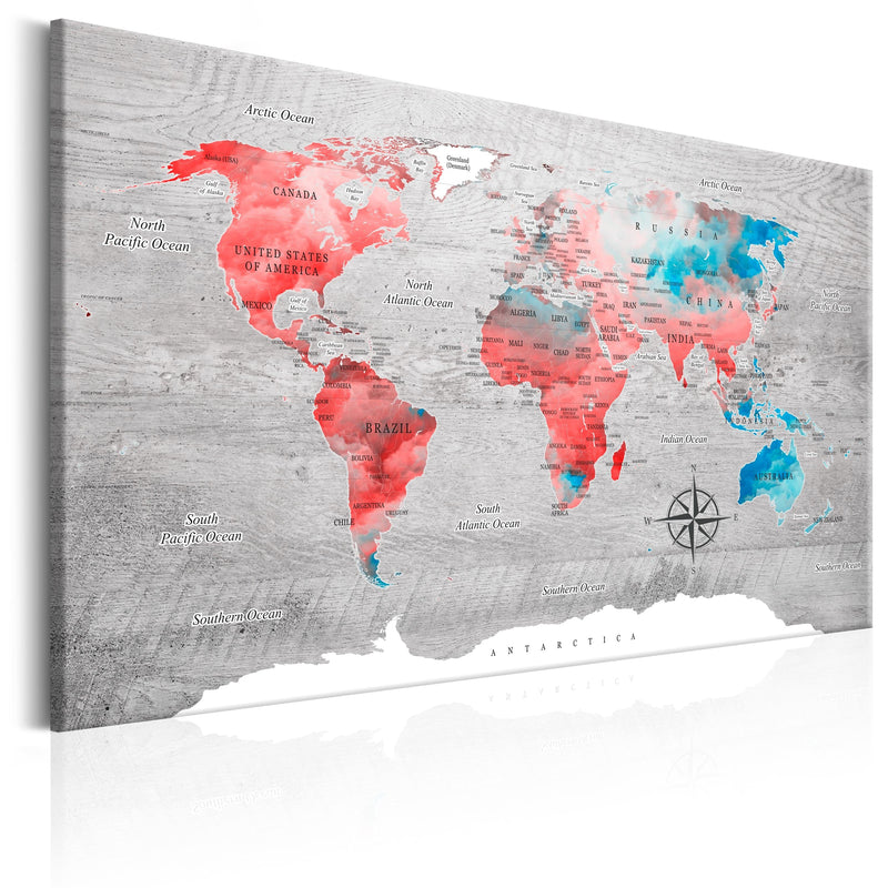 Kanva - World Map_ Red Roam Home Trends