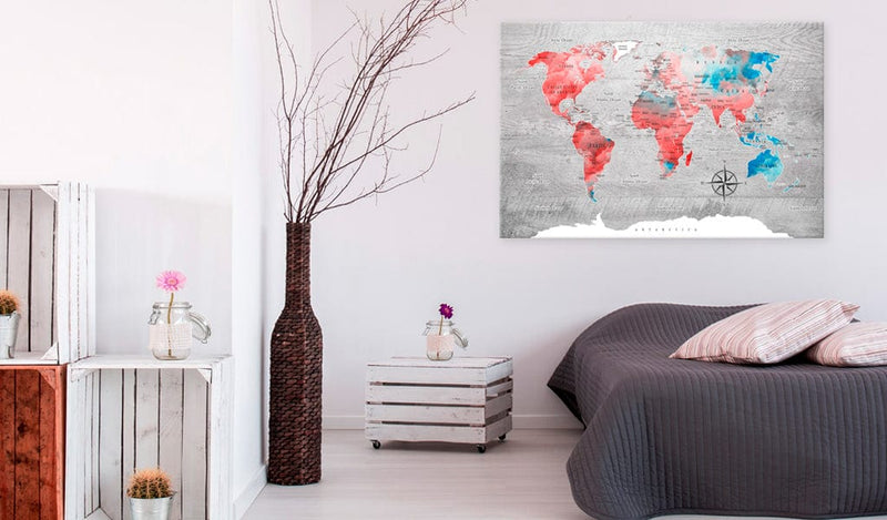 Glezna - World Map_ Red Roam Home Trends