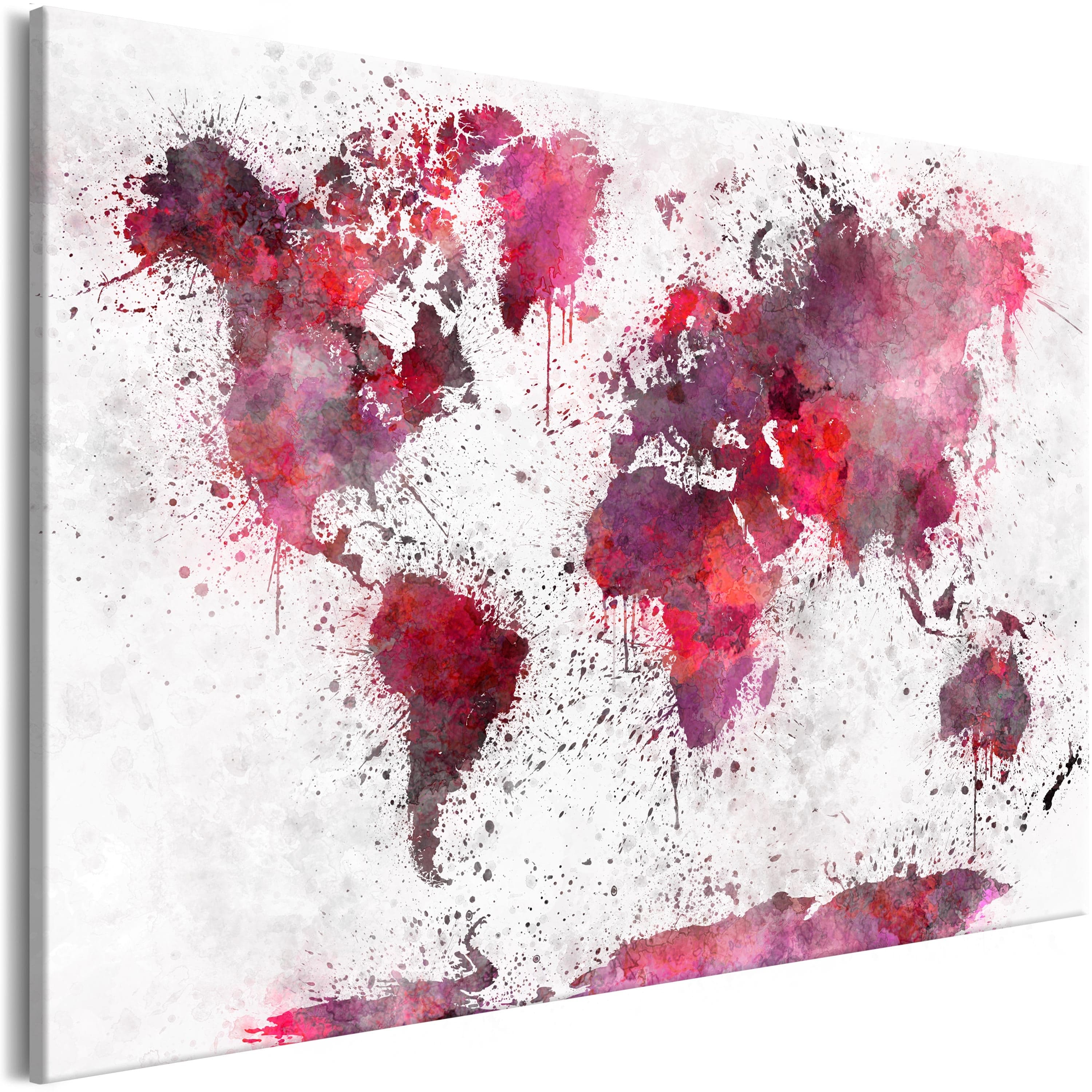 Glezna - World Map_ Red Watercolors (1 Part) Wide Home Trends