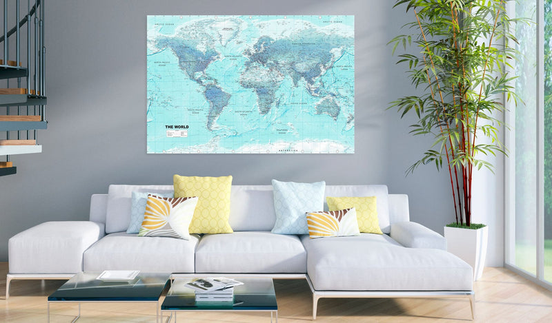 Kanva - World Map_ Sky Blue World Home Trends