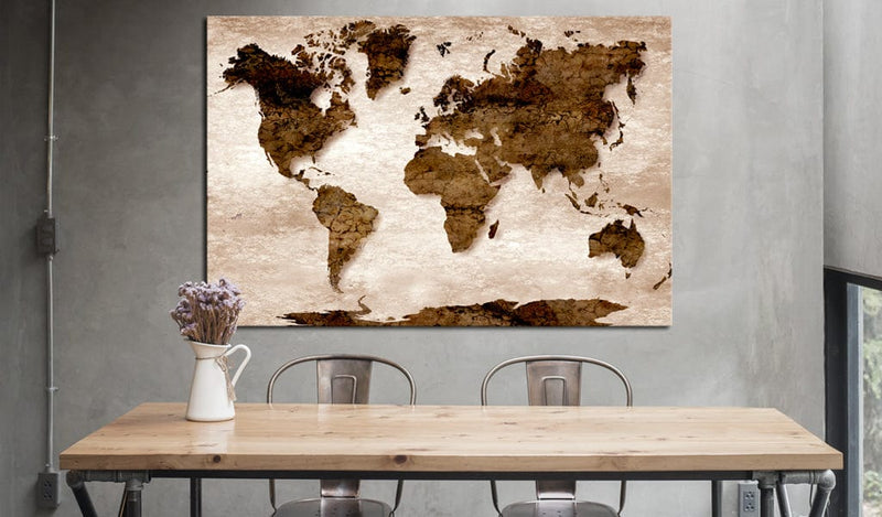 Kanva - World Map_ The Brown Earth 60x40 Home Trends