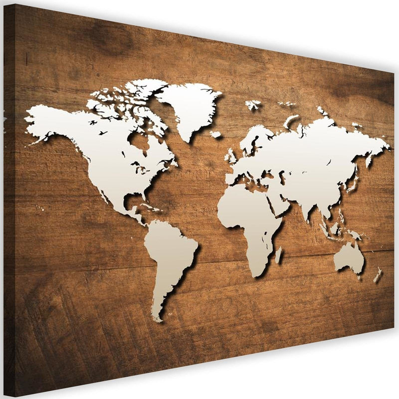 Kanva - World Map On A Wooden Board  Home Trends DECO