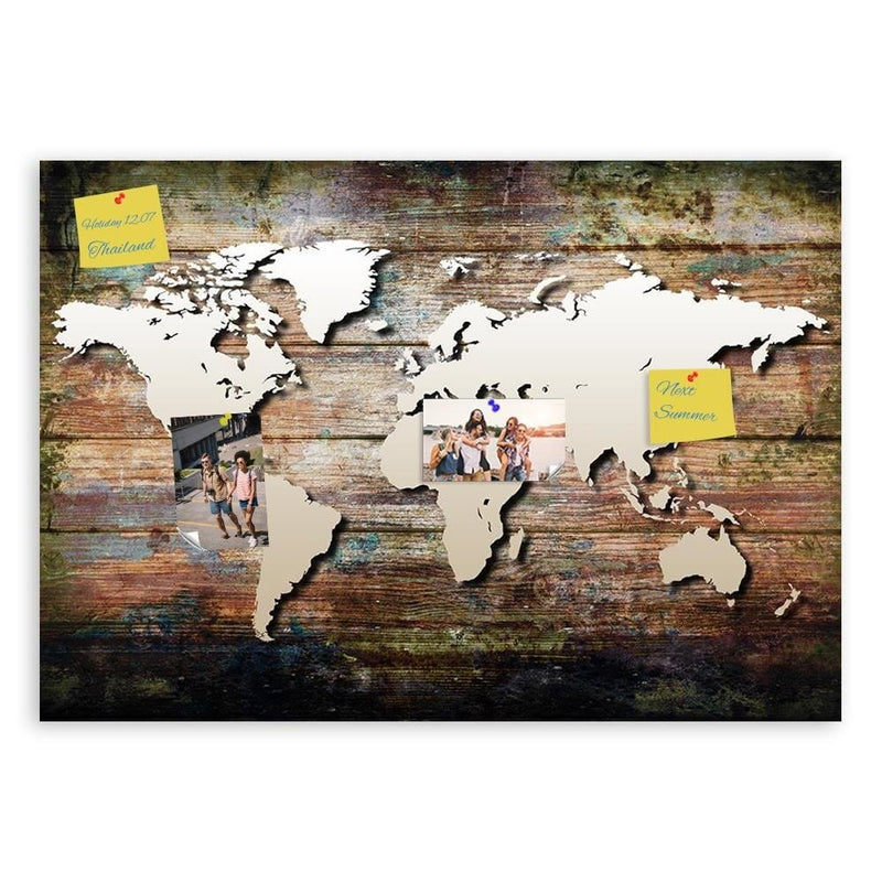 Kanva - World Map On Old Boards  Home Trends DECO
