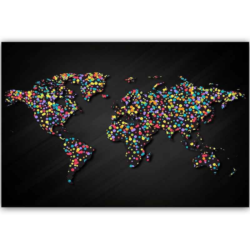 Kanva - World Map With Colored Dots  Home Trends DECO