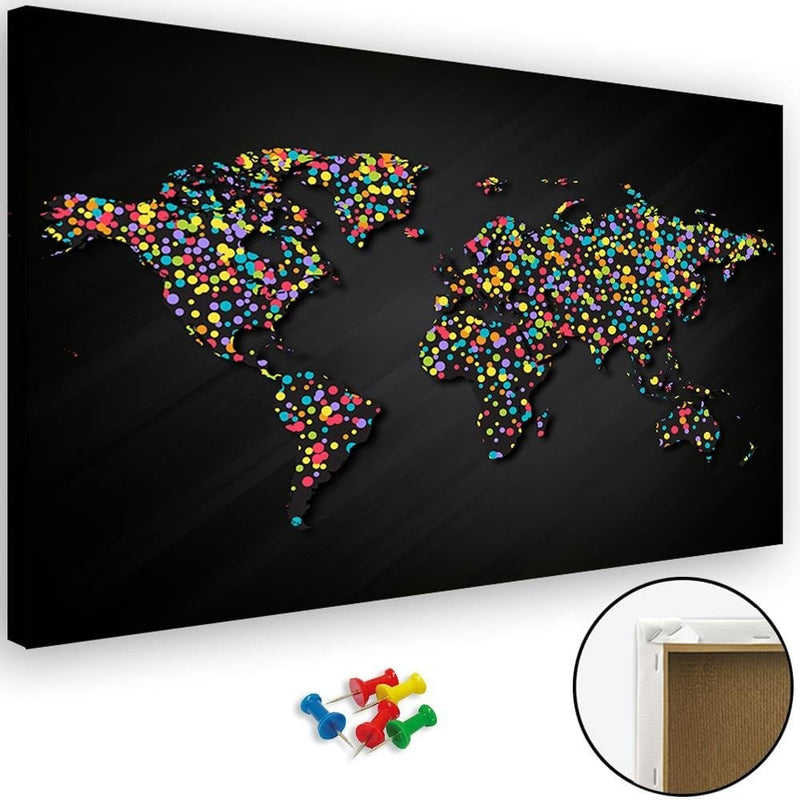 Kanva - World Map With Colored Dots  Home Trends DECO
