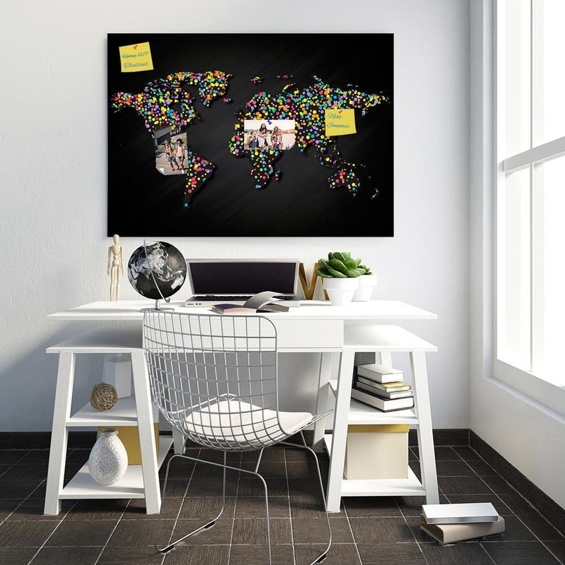 Kanva - World Map With Colored Dots  Home Trends DECO