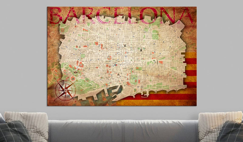 Korķa tāfele ar dekoru - Barselonas karte E-interjers.lv