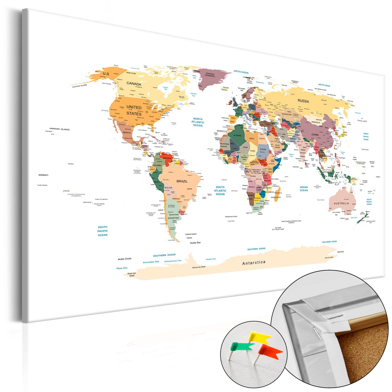 Korķa tāfele ar dekoru - Pasaules karte E-interjers.lv