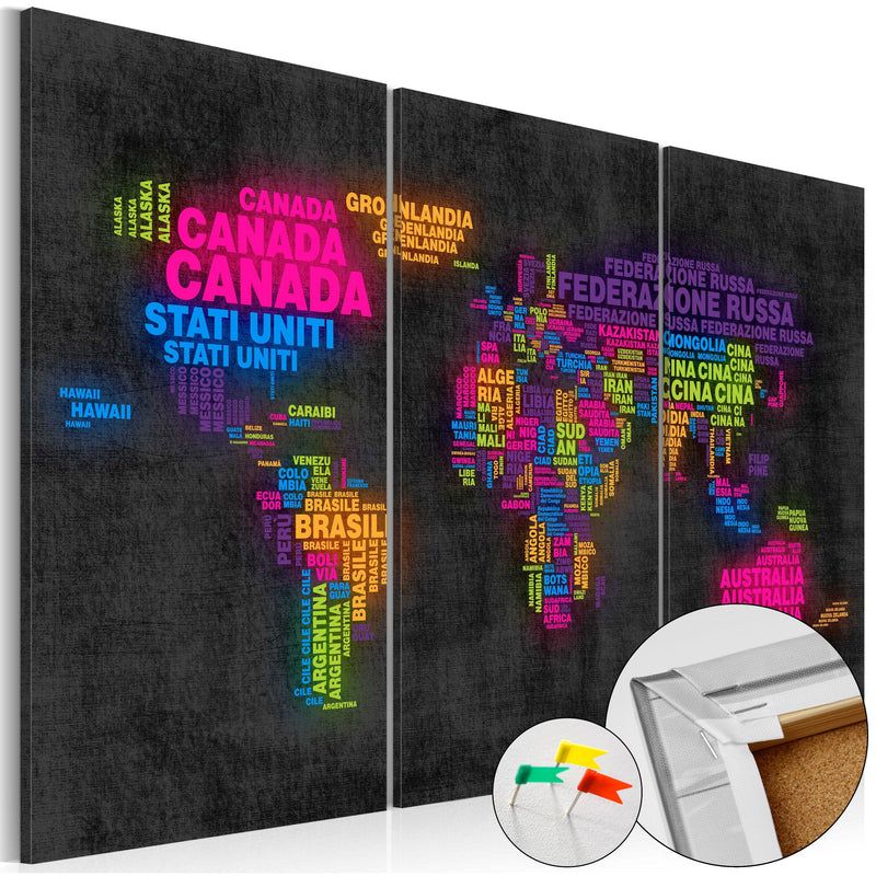 Korķa tāfele ar dekoru - Pasaules karte (Mappa del Mondo) E-interjers.lv