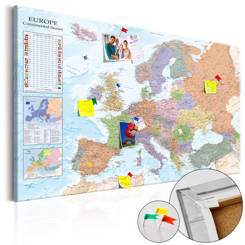 Korķa tāfele ar dekoru - Pasaules kartes - Eiropa E-interjers.lv
