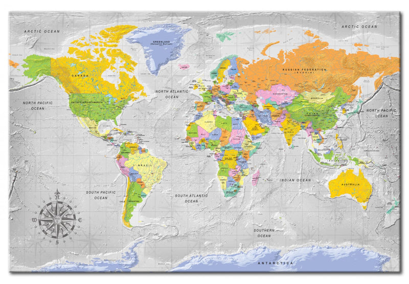 Korķa tāfele ar pasaules karti - Vēja roze, 95956 E-interjers.lv