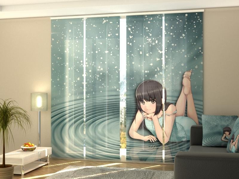 Paneļu aizkari (4 daļas) Anime Girl Home Trends