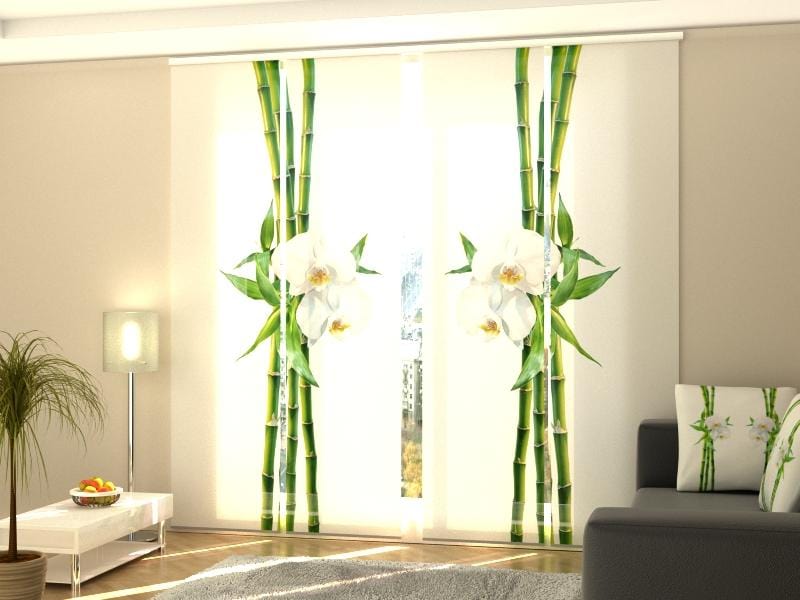 Paneļu aizkari (4 daļas) Bamboo and White Orchid Home Trends